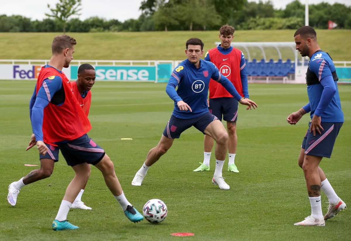 Harry Maguire takes part in England’s training session