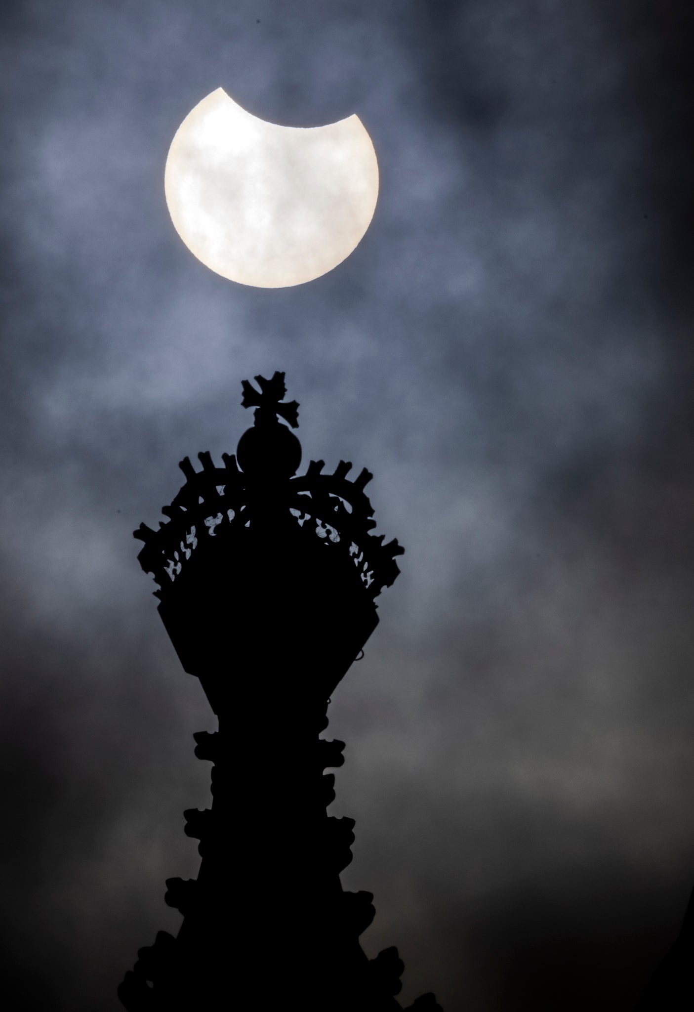 The partial eclipse over the Houses of Parliament