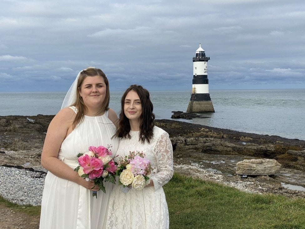 Kat and Amber Arrowsmith-Gavin after their marriage registration in October 2020