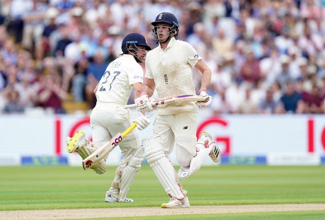 <p>England’s Rory Burns (left) and Dom Sibley were unbeaten at lunch</p>