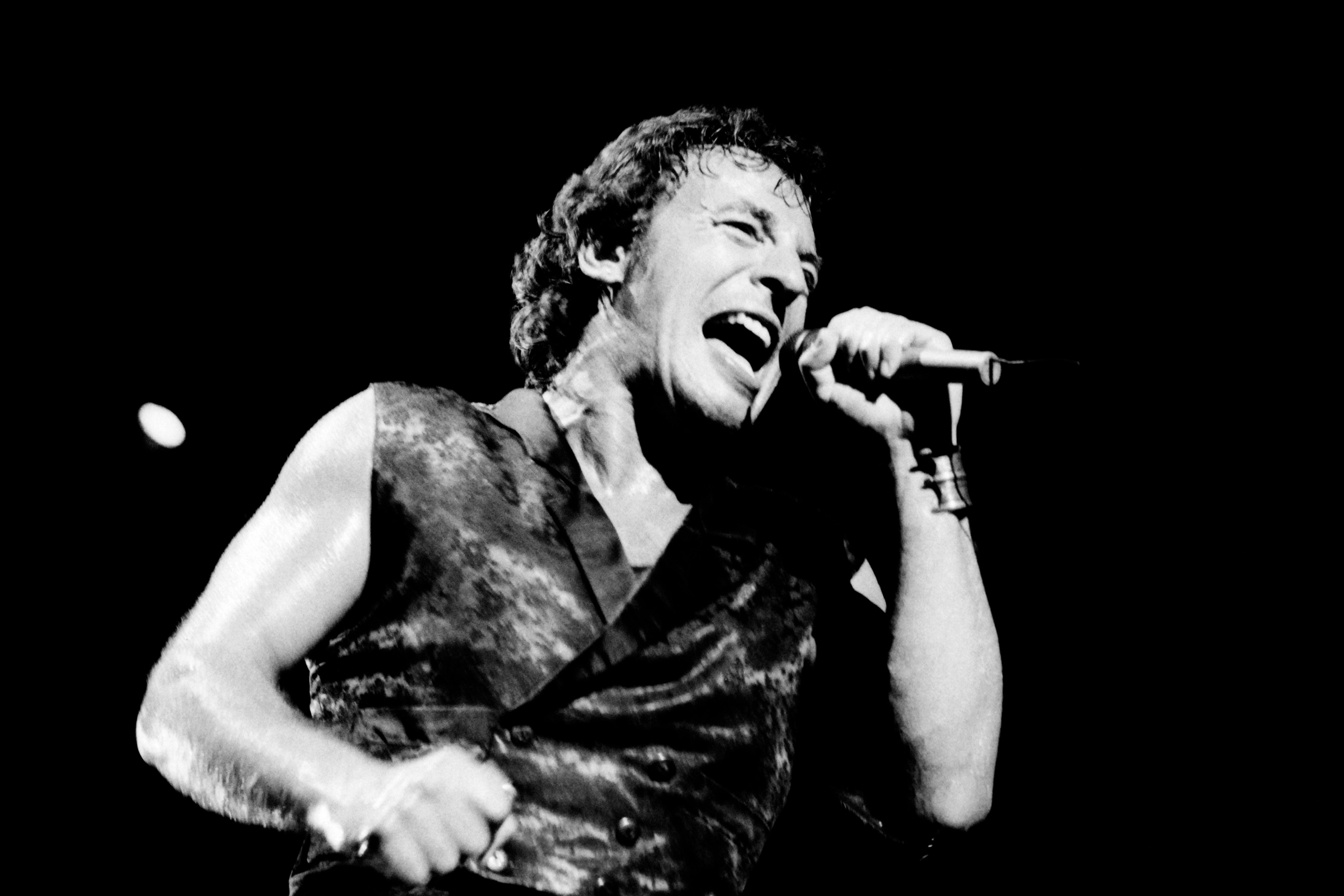 Springsteen on stage in 1988 during an Amnesty International concert in Abidjan