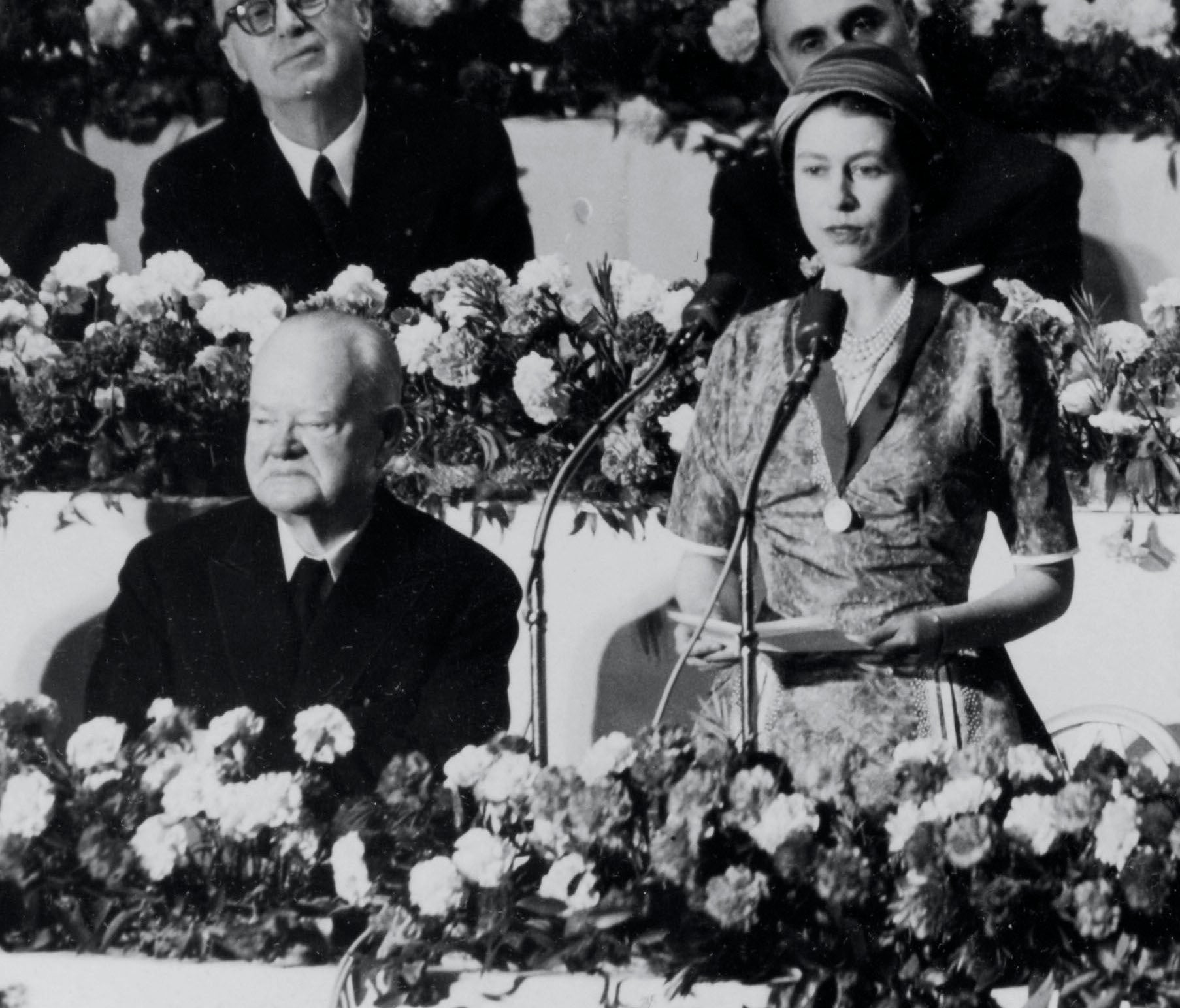 The Queen with Herbert Hoover in 1957