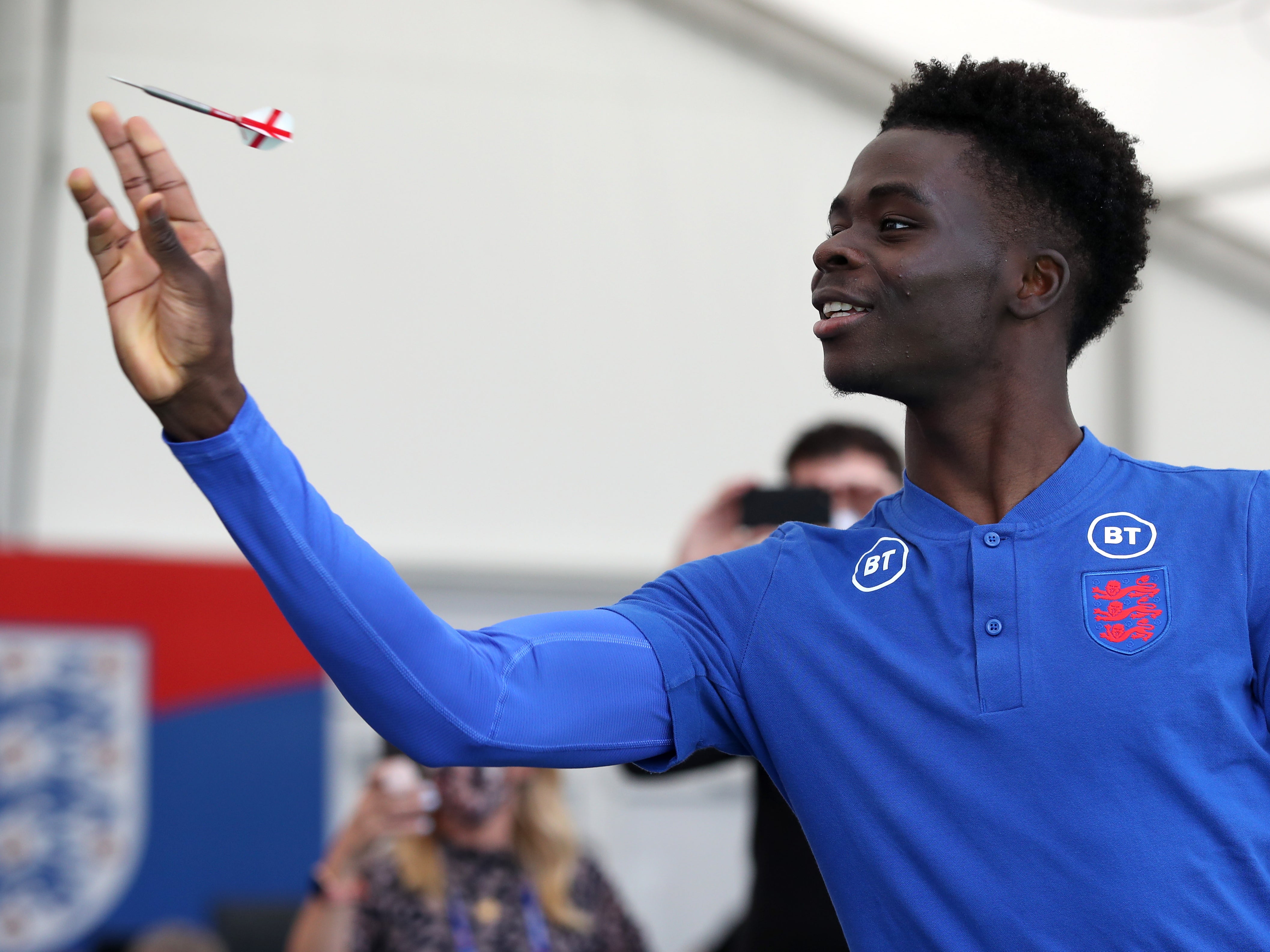 <p>England and Arsenal youngster Bukayo Saka</p>