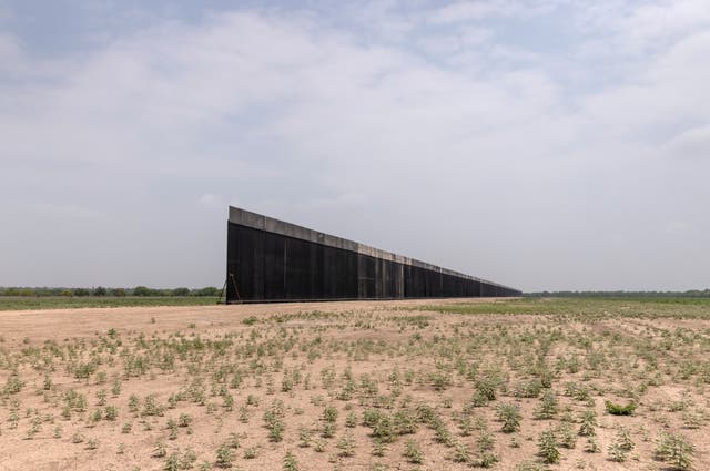 <p>File image: A portion of US-Mexico border wall stands unfinished on 14 April, 2021 near La Joya, Texas</p>