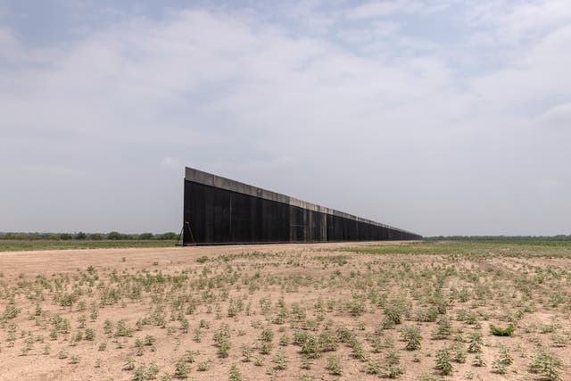 <p>File image: A portion of US-Mexico border wall stands unfinished on 14 April, 2021 near La Joya, Texas</p>