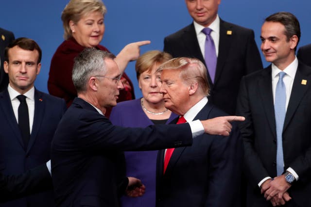 <p>Which way next for Nato? Secretary-General Jens Stoltenberg and Donald Trump at a 2019 meeting of the defence organisation</p>