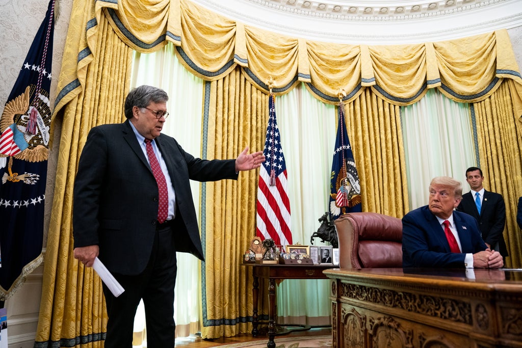 William Barr thought Trumpâ€™s election fraud claims were â€˜bulls***â€™, new book reveals