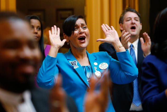 <p>Hala Ayala, pictured, and Winsome Sears are Virginia’s major party candidates for lieutenant governor. Both are women of color </p>