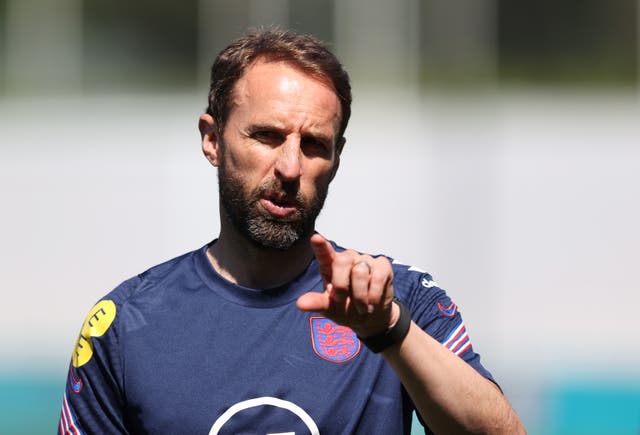 <p>Gareth Southgate in training this week</p>