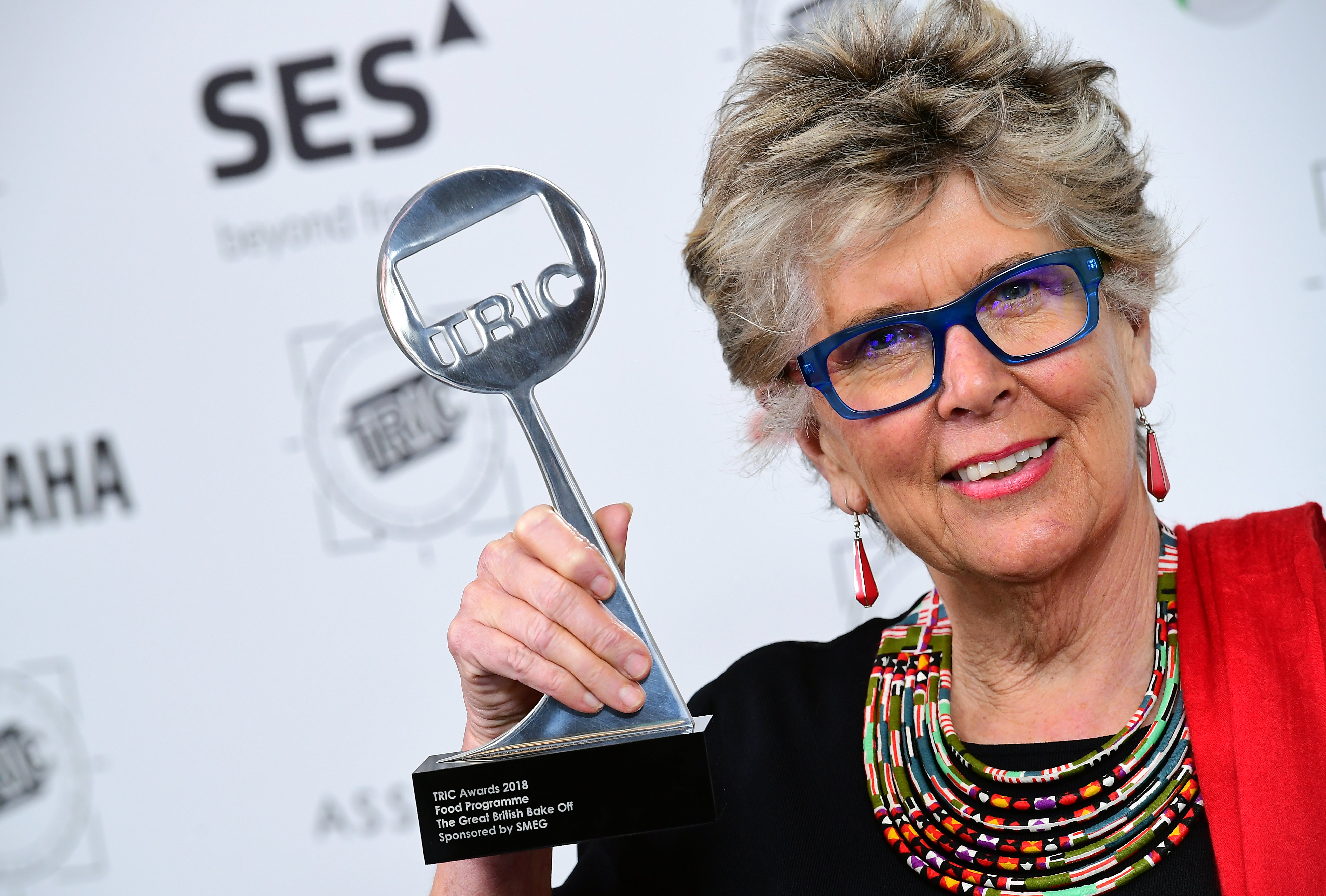 Prue Leith with the award for Best Food Programme Sponsored by SMEG for ‘The Great British Bake Off’ during the 2018 TRIC Awards