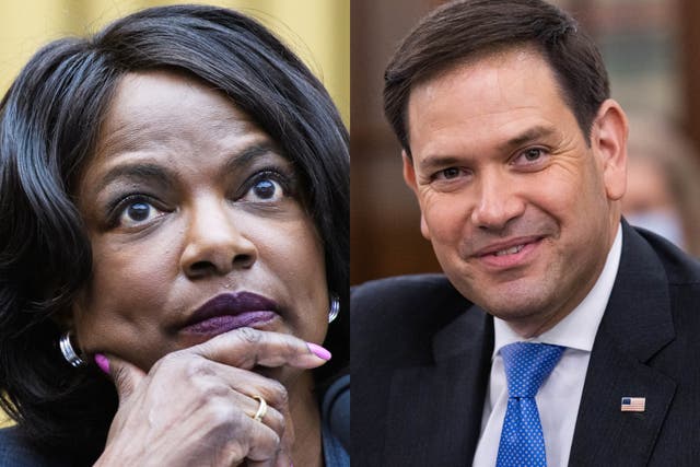 <p>Ex-police chief Val Demings trolls Marco Rubio ‘far left extremist’ claims as she targets his Senate seat</p>