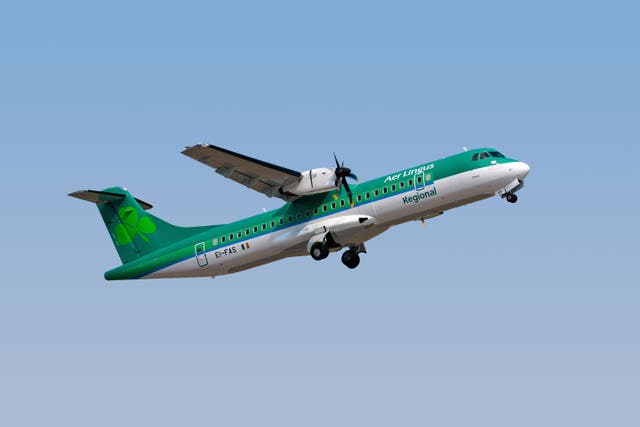 <p>Now departed: Stobart Air plane in the colours of Aer Lingus Regional</p>