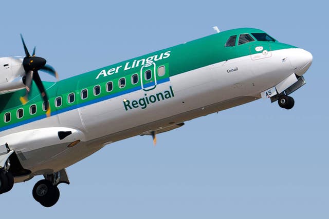 <p>Stobart Air plane in the colours of Aer Lingus Regional</p>