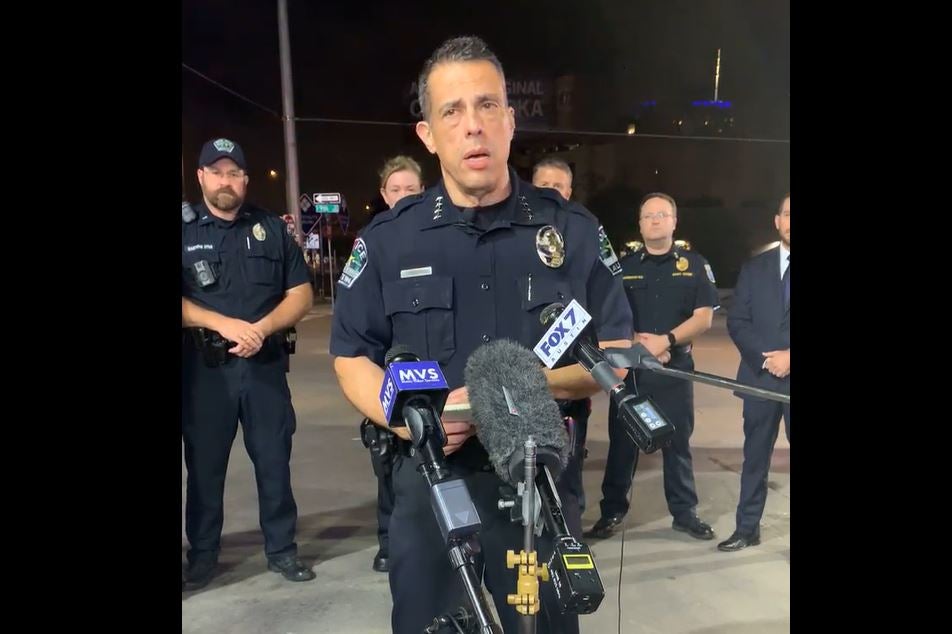 Acting Austin, Texas police chief Joseph Chacon gives an update on the 6th Street shooting