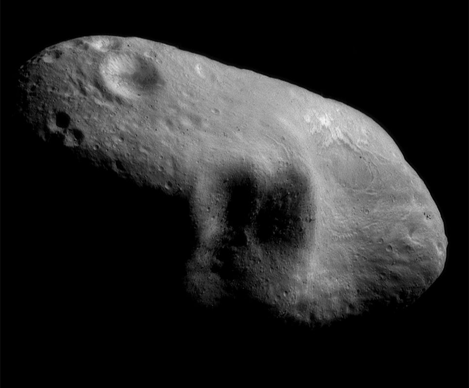 The asteroid Eros, the first known to come within the orbit of Mars