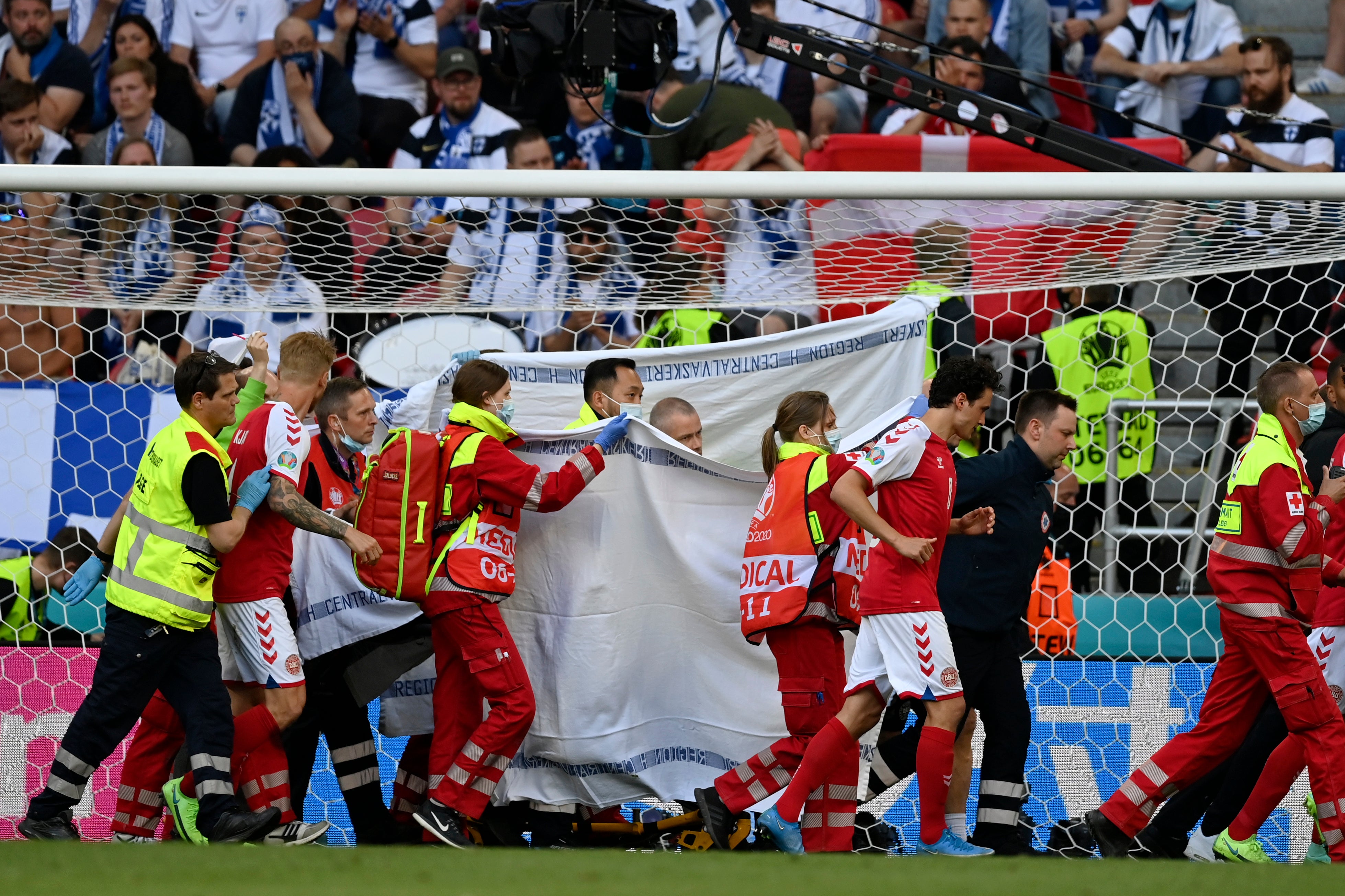 Christian Eriksen: Denmark & Belgium players and fans show support