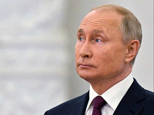 <p>Russian President Vladimir Putin speaks while marking Day of Russia at the Grand Kremlin Palace in Moscow, Russia on Saturday, 12 June 2021</p>