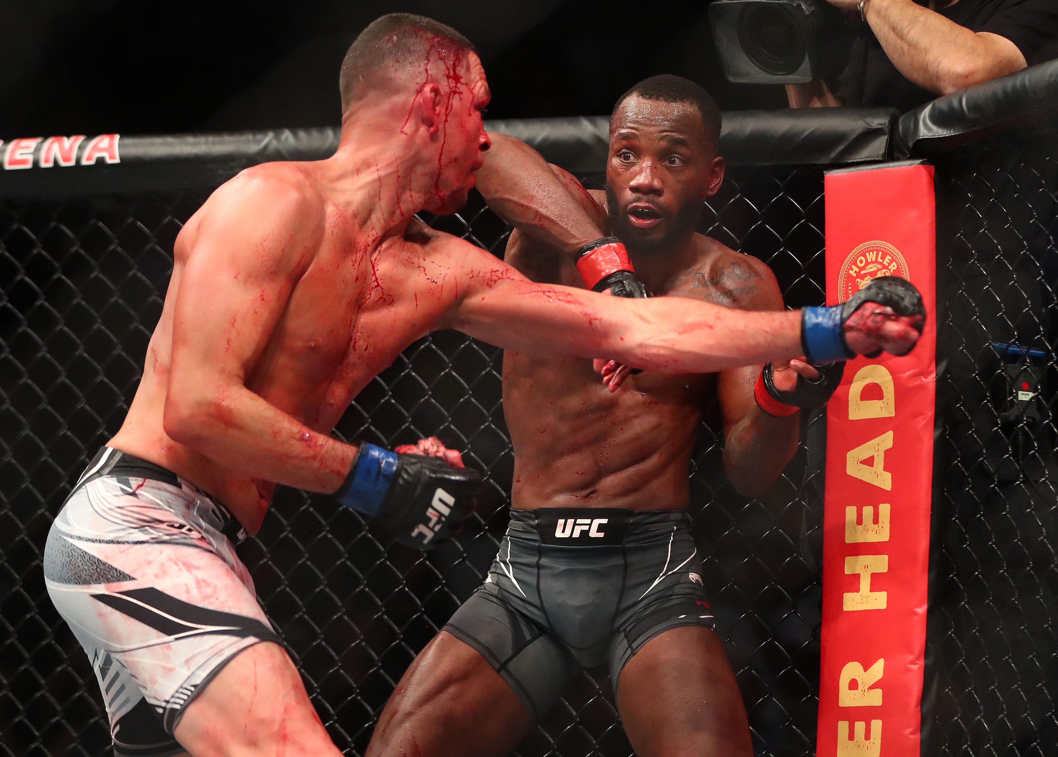 Leon Edwards (right) outpointed Nate Diaz last time out