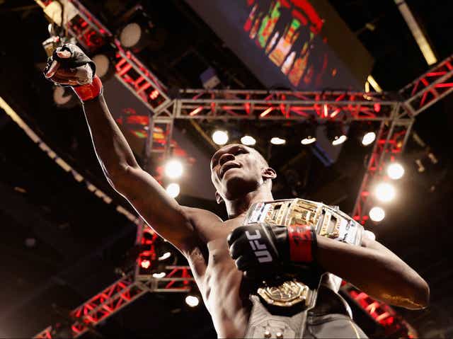 <p>Israel Adesanya after retaining the UFC middleweight title for the third time</p>