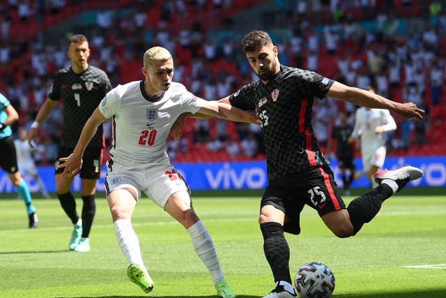 <p>Josko Gvardiol in action against England for Croatia </p>