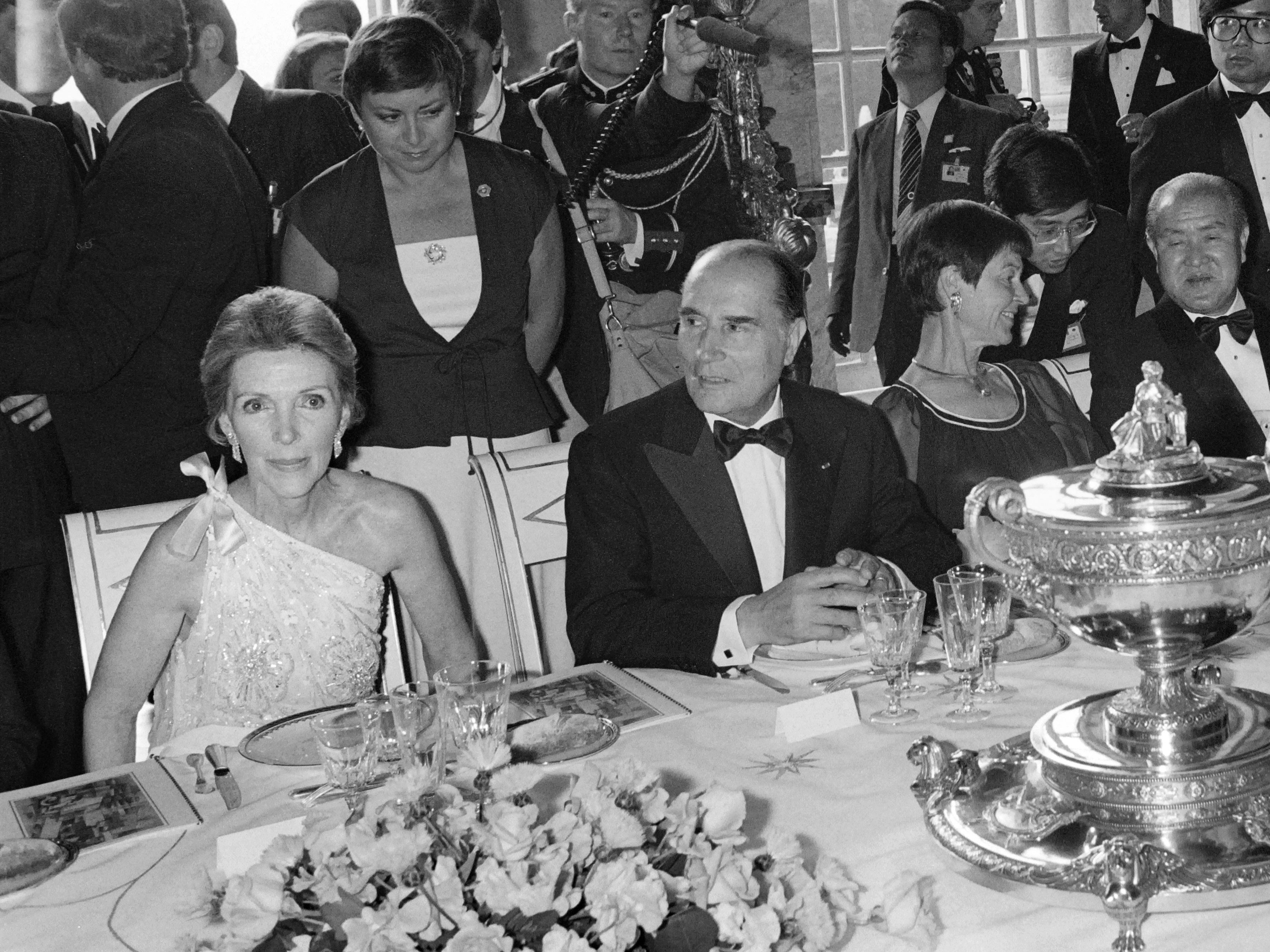 Nancy Reagan, former first lady, attends an official dinner during the 1982 G8 Summit