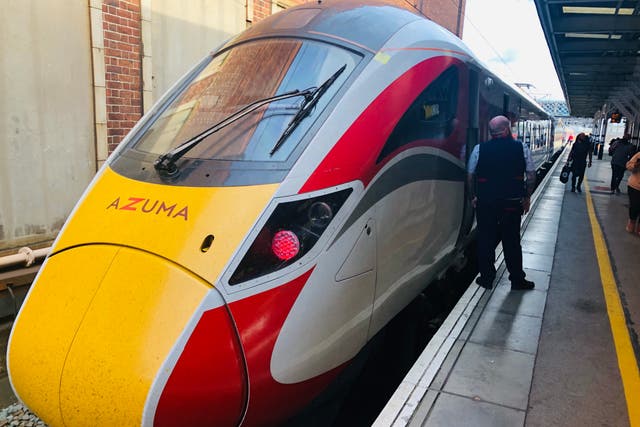 <p>Speed kings: LNER Azuma train at Doncaster station in South Yorkshire </p>