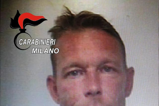 <p>A from the Carabinieri military police shows a man identified as Christian Brueckner at the time of his arrest in 2018 for drug trafficking and other crimes </p>