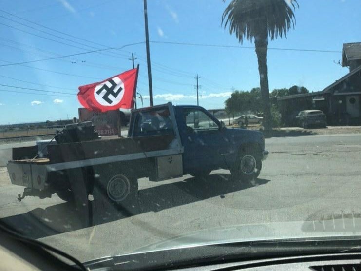 A pickup truck flying a Nazi flag was spotted in Empire, California.