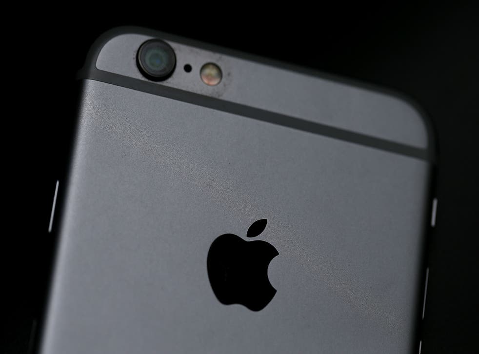 <p>Apple logo is displayed on an iPhone 6 on July 21, 2015 in San Francisco, California</p>