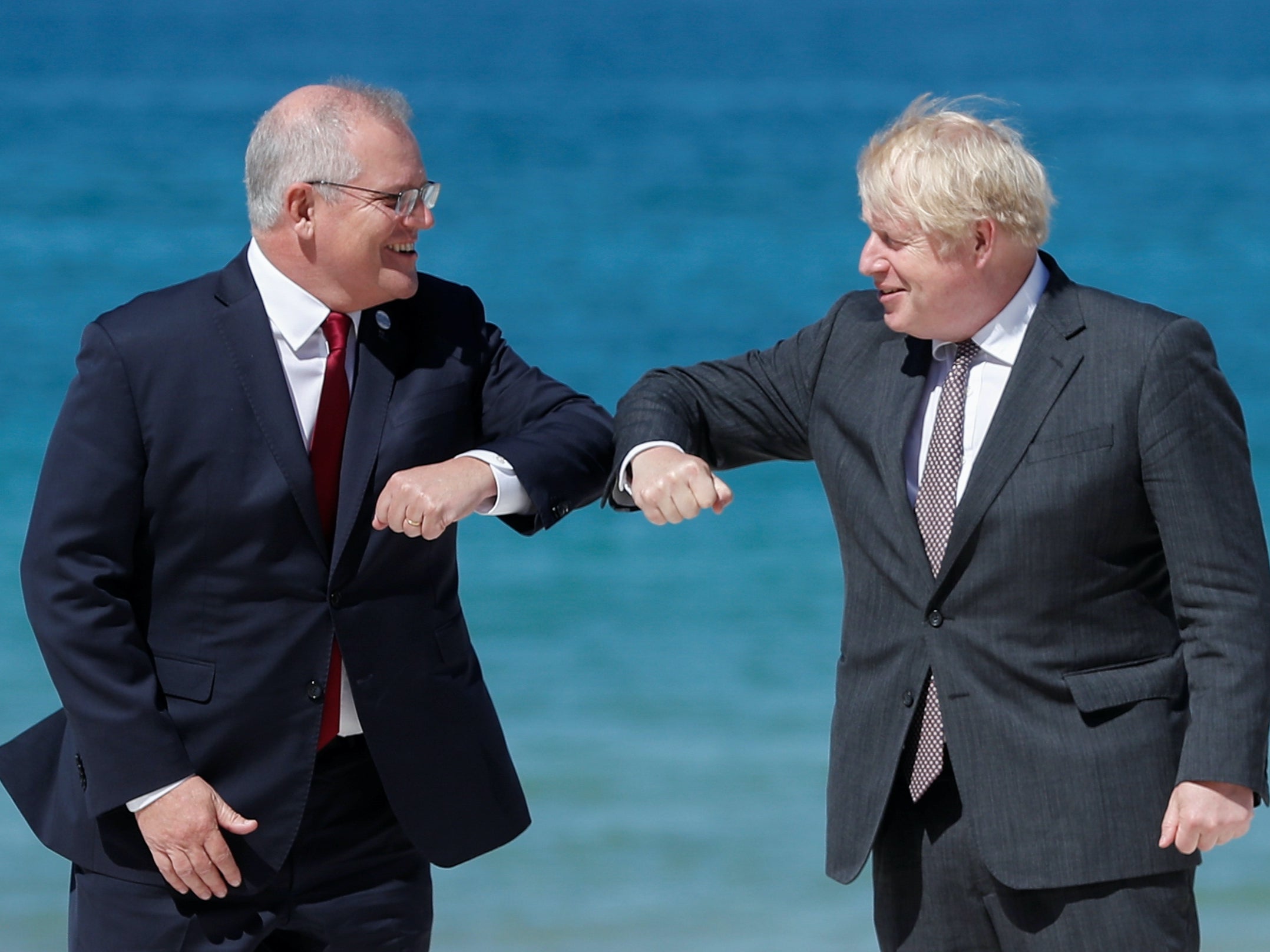 Scott Morrison and Boris Johnson at G7