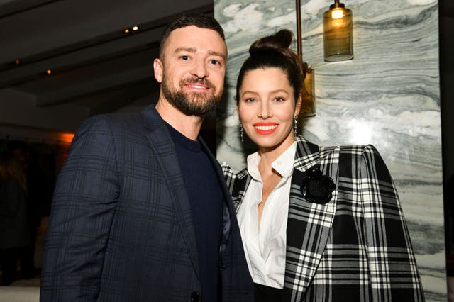 <p>Justin Timberlake and Jessica Biel pose for portrait at the Premiere of USA Network’s “The Sinner” Season 3 on 3 February 2020 in West Hollywood</p>