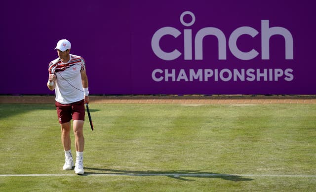 <p>Andy Murray in action at Queen's</p>