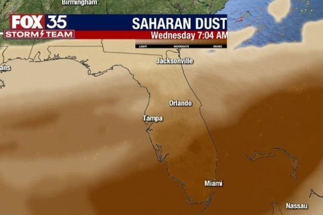 <p>Florida skies to turn orange as dust storm travels over from Sahara</p>
