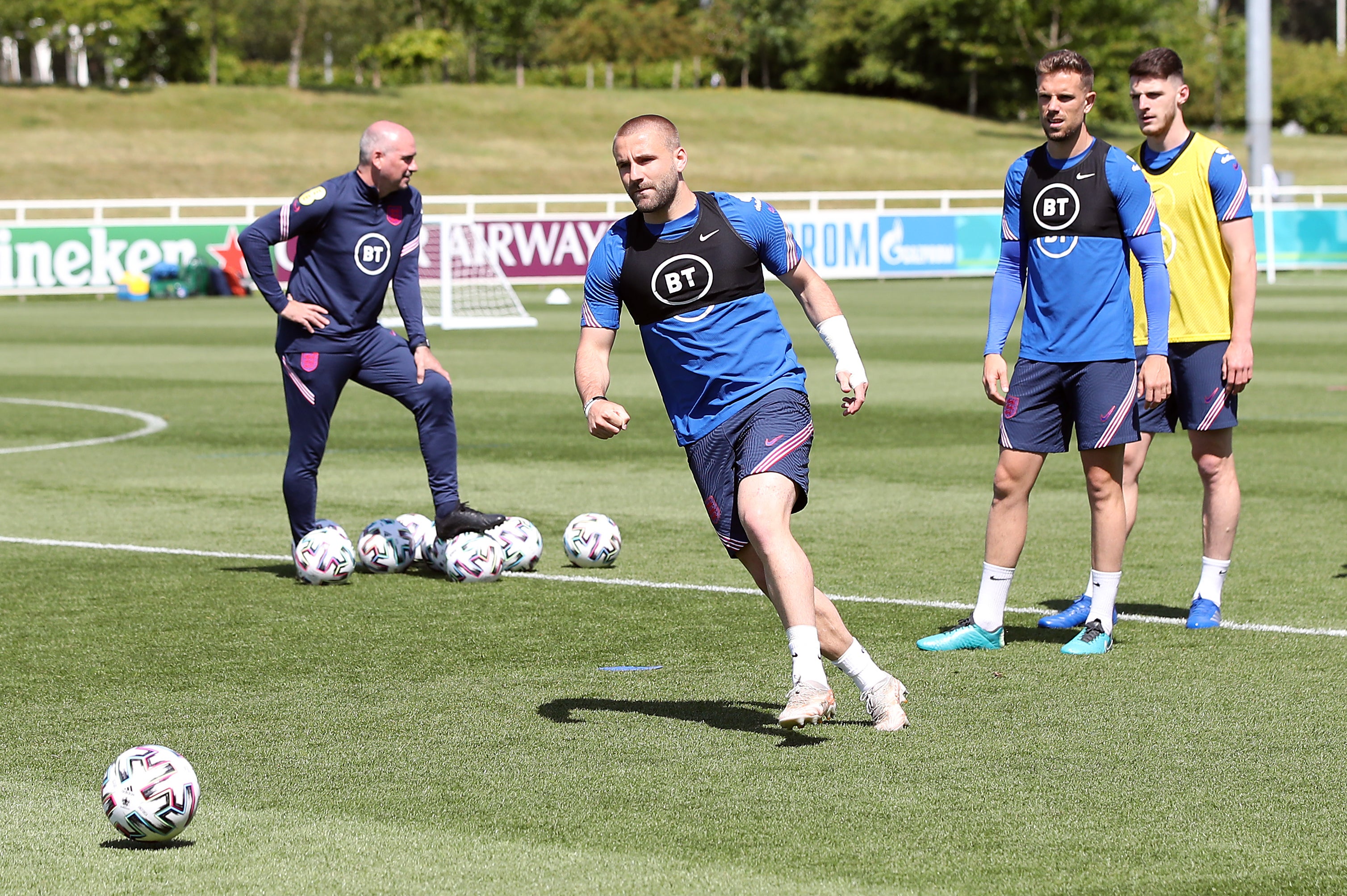 England's Luke Shaw in training