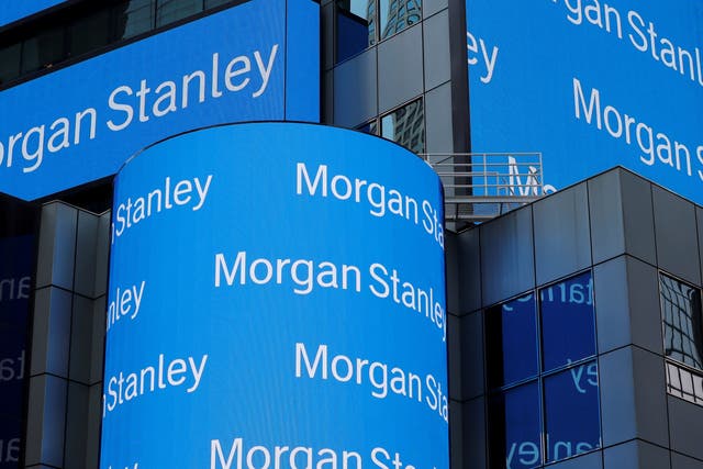 <p> A sign is displayed on the Morgan Stanley building in New York US, 16 July 2018</p>