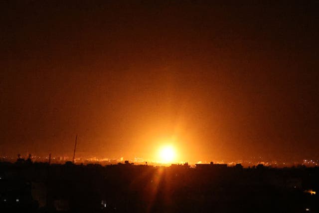 <p>An Israeli airstrike on the city of Khan Yunis</p>