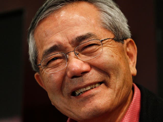 <p>Negishi at a Nobel news conference in 2010</p>