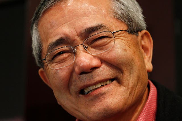 <p>Negishi at a Nobel news conference in 2010</p>