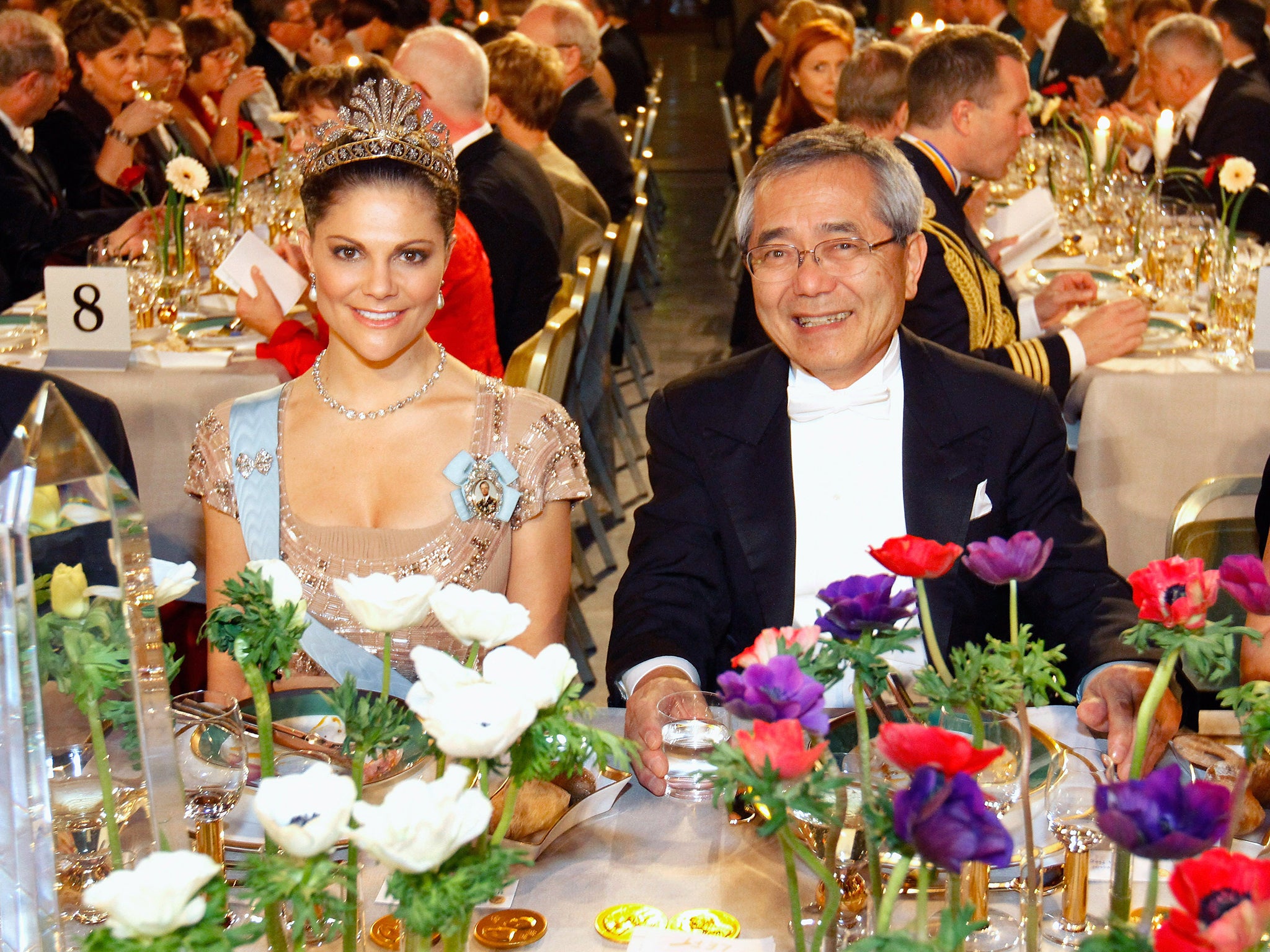 With Princess Victoria of Sweden at the Nobel banquet in Stockholm in 2010