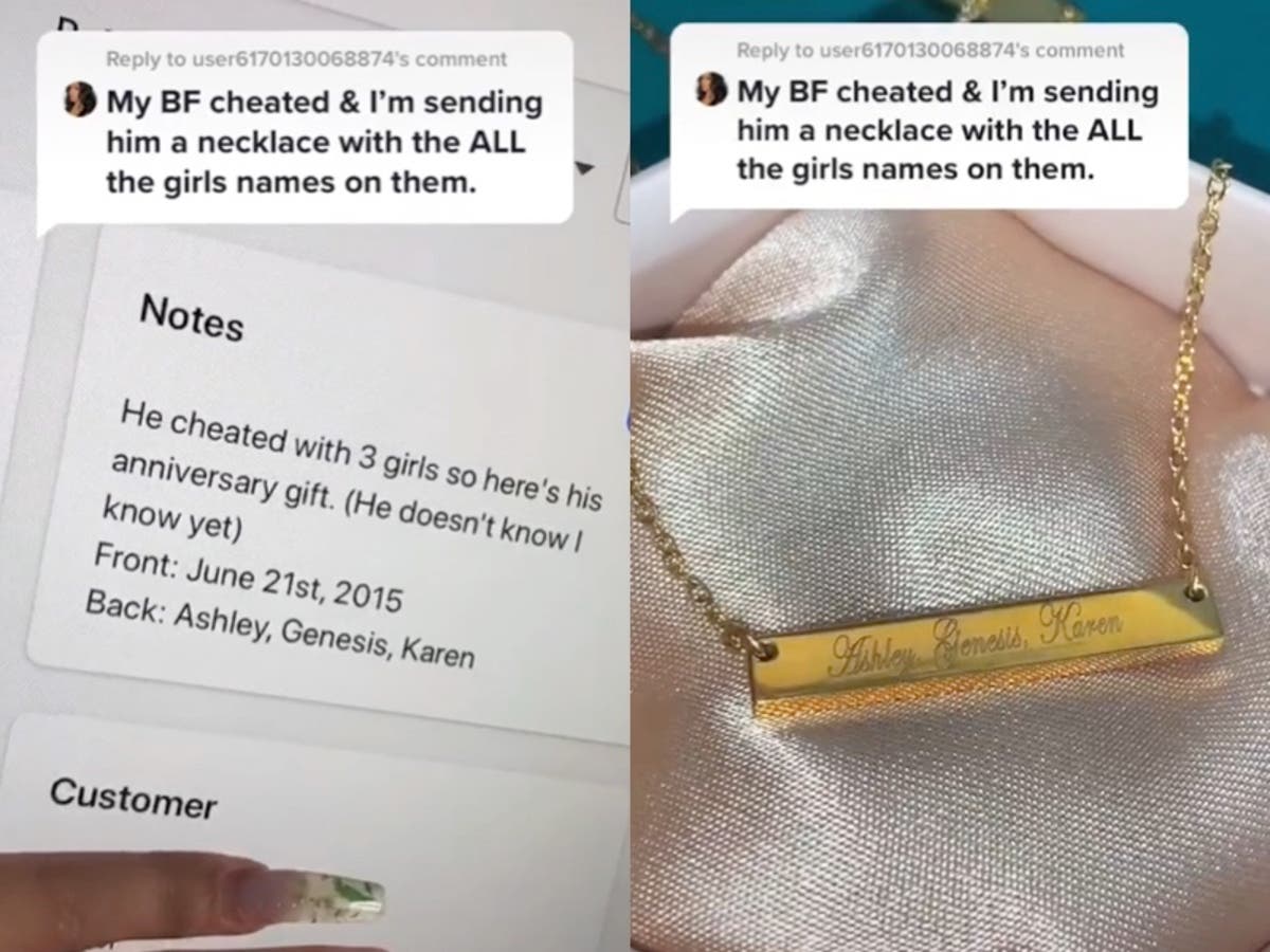 Woman Orders Necklace For Ex With Names Of Women He Cheated With The Independent