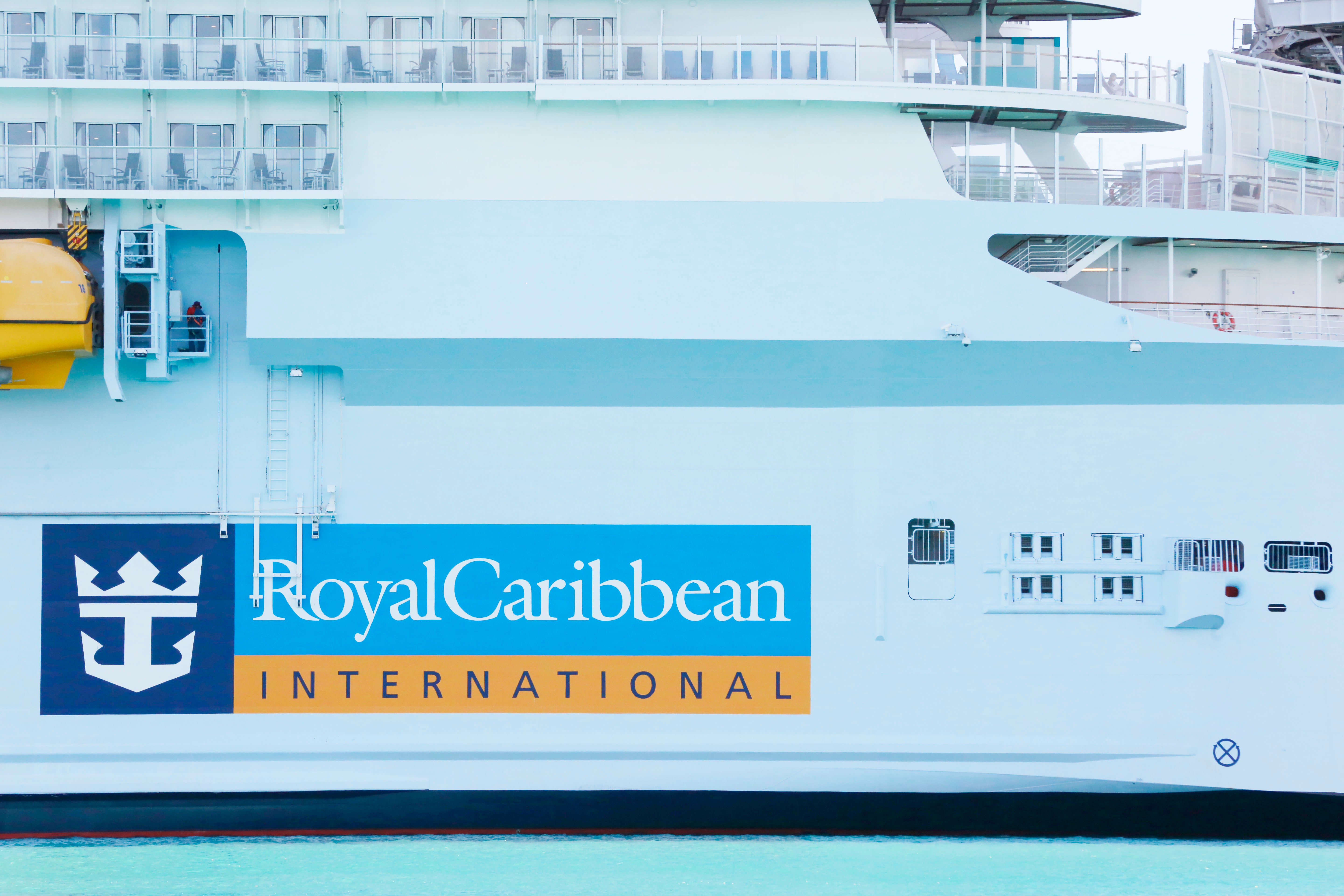 A Royal Caribbean ship docked at Miami, where the company’s headquarters are located