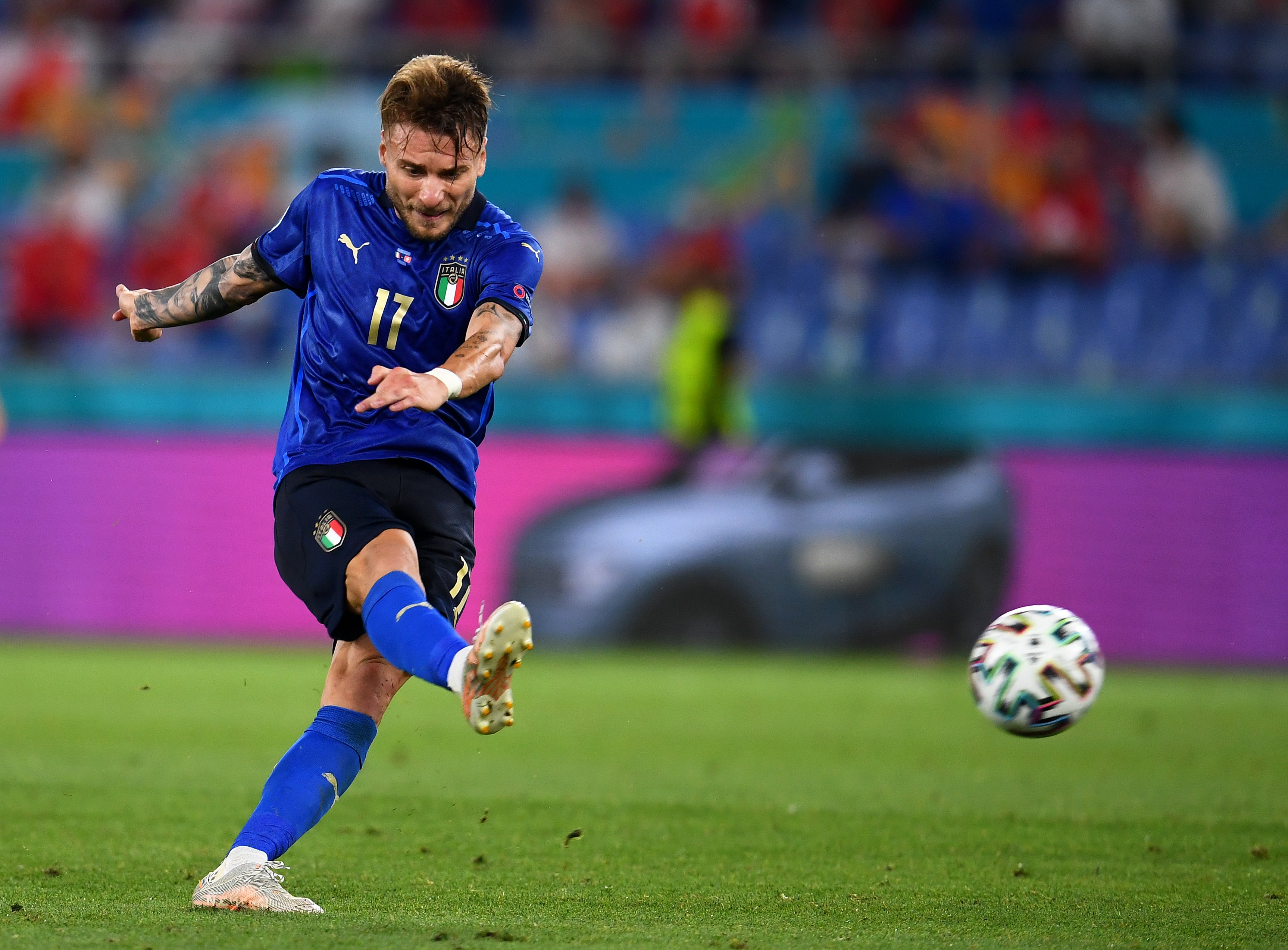 Ciro Immobile of Italy scores a third for Italy