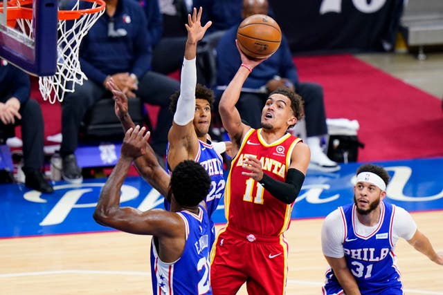 Atlanta Hawks’ Trae Young goes up for a shot