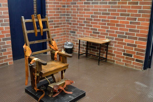 <p>File image: This March 2019 file photo provided by the South Carolina Department of Corrections shows the state's electric chair in Columbia, SC. Two South Carolina inmates scheduled to die want an appellate court to halt their deaths by electrocution</p>