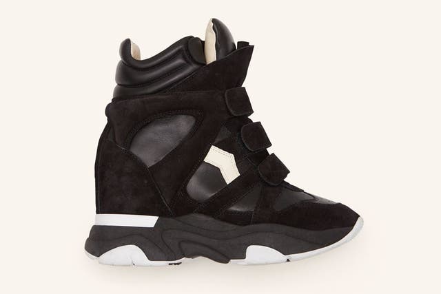 <p>Isabel Marant’s new Balskee wedge trainer, which updates the designer’s iconic original, the Beckett</p>