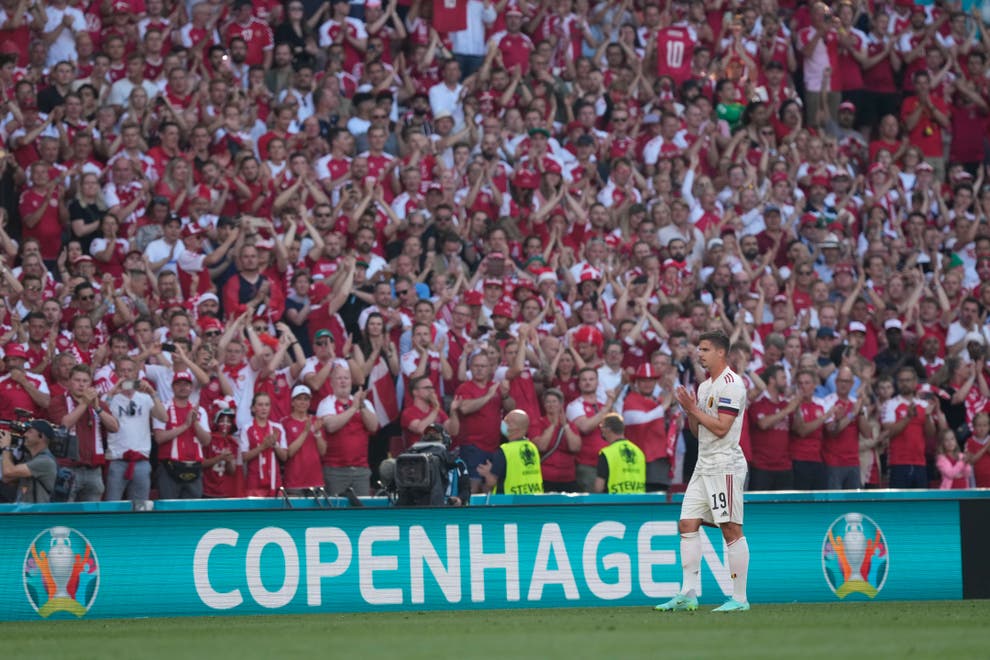 Play halted for Eriksen tribute during Denmark-Belgium ...