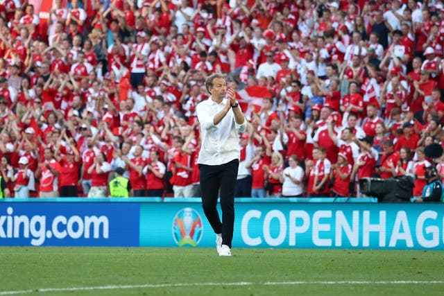 <p>Denmark head coach Kasper Hjulmand is convinced his team can still make the last 16 at Euro 2020</p>