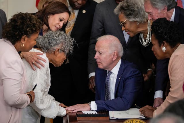 <p>Opal Lee, known as the ‘Grandmother of Juneteenth’ has been hospitalized but is recovering well, her family says. </p>