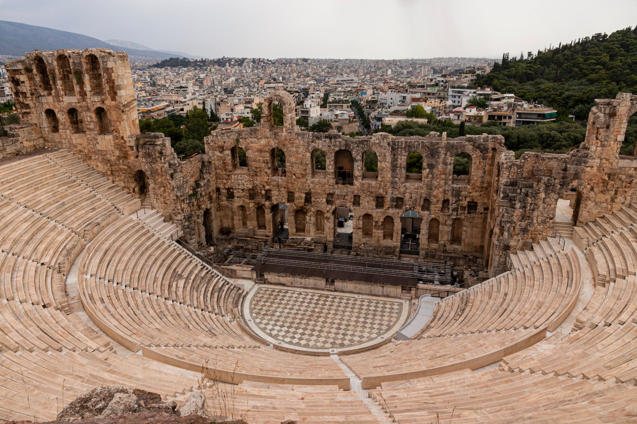 There are ‘too many precautions in place to list’, according to the organisers, though there are a few that may seem unusual in comparison to a traditional venue. There are no drinks or refreshments allowed on the site, limitations on the personal items the audience can bring into the arena are in place, there is a list of acceptable metals that can be in the Acropolis and no high-heels to ensure the stone is preserved and left undamaged.