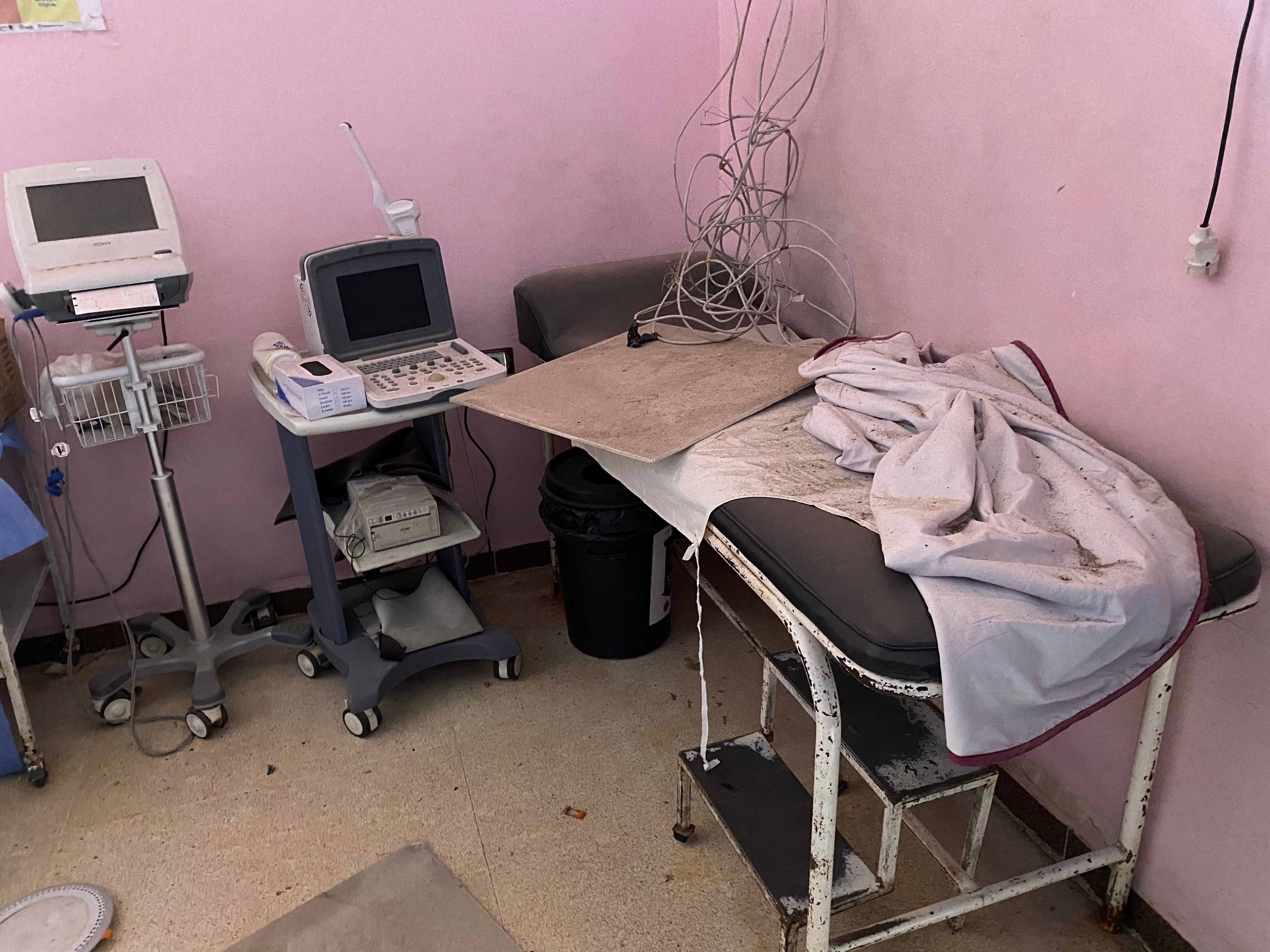 The badly damaged maternity ward at Al-Shifaa Hospital